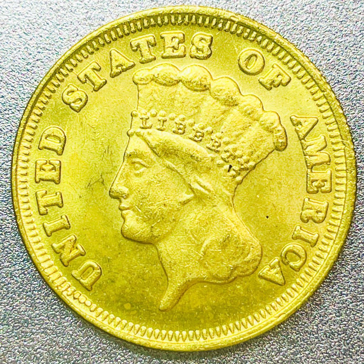 インディアンプリンセスヘッド 3ドル金貨 1870 S　レプリカコイン_画像1