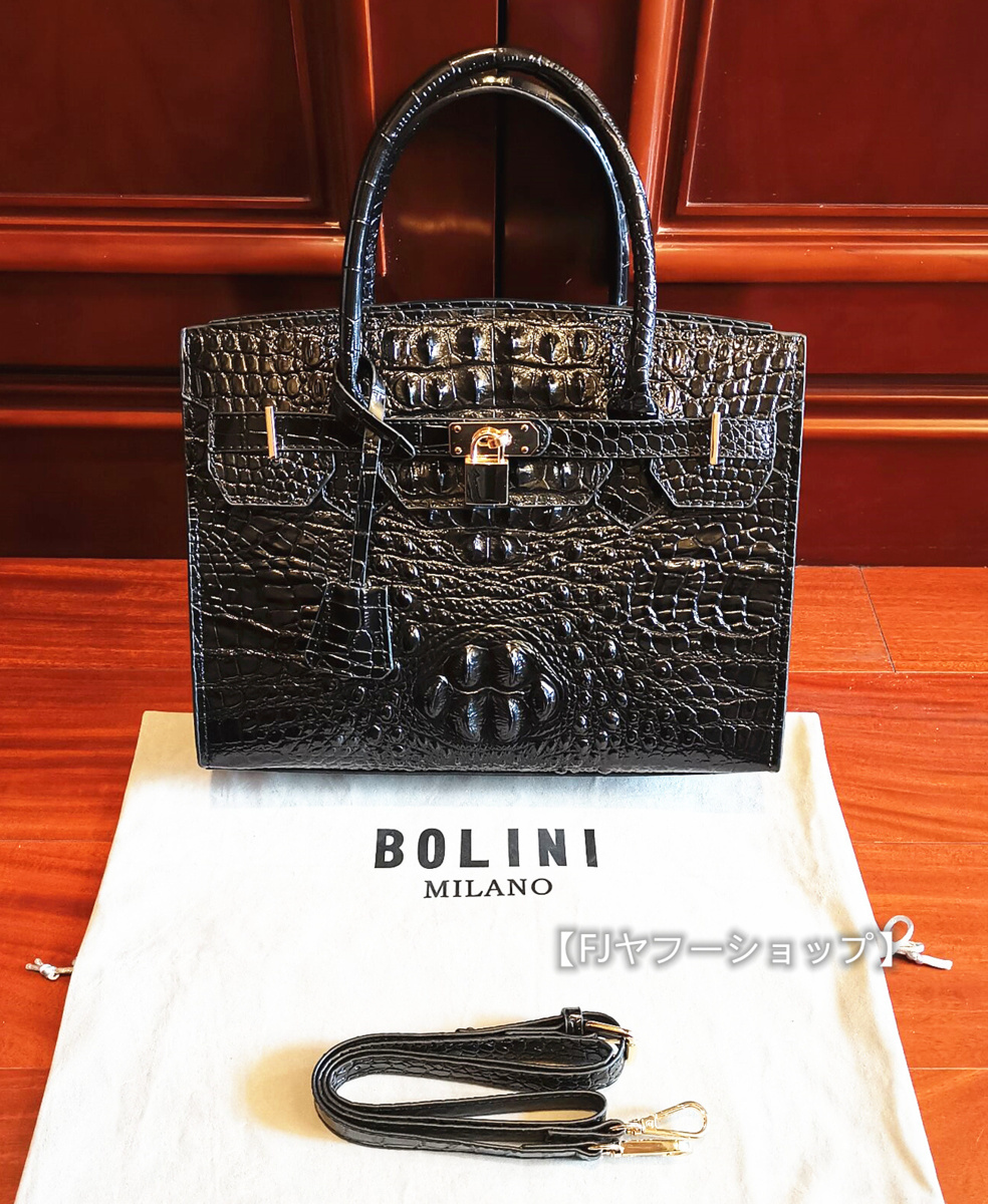 24700円 世界有名な BOLINI ボリニ 最上級牛革 クロコダイル ラウンド ...