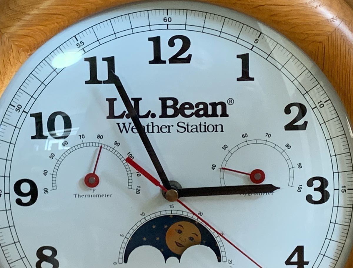 L.L.Bean Weather Station Wooden WALL CLOCK 壁掛け時計 ビンテージ 