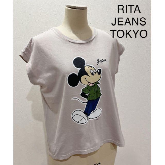 リタジーンズトウキョウ RITA JEANS TOKYO Tシャツ 日本製 フレンチスリーブ ミッキーマウス ディスニー プリント_画像1