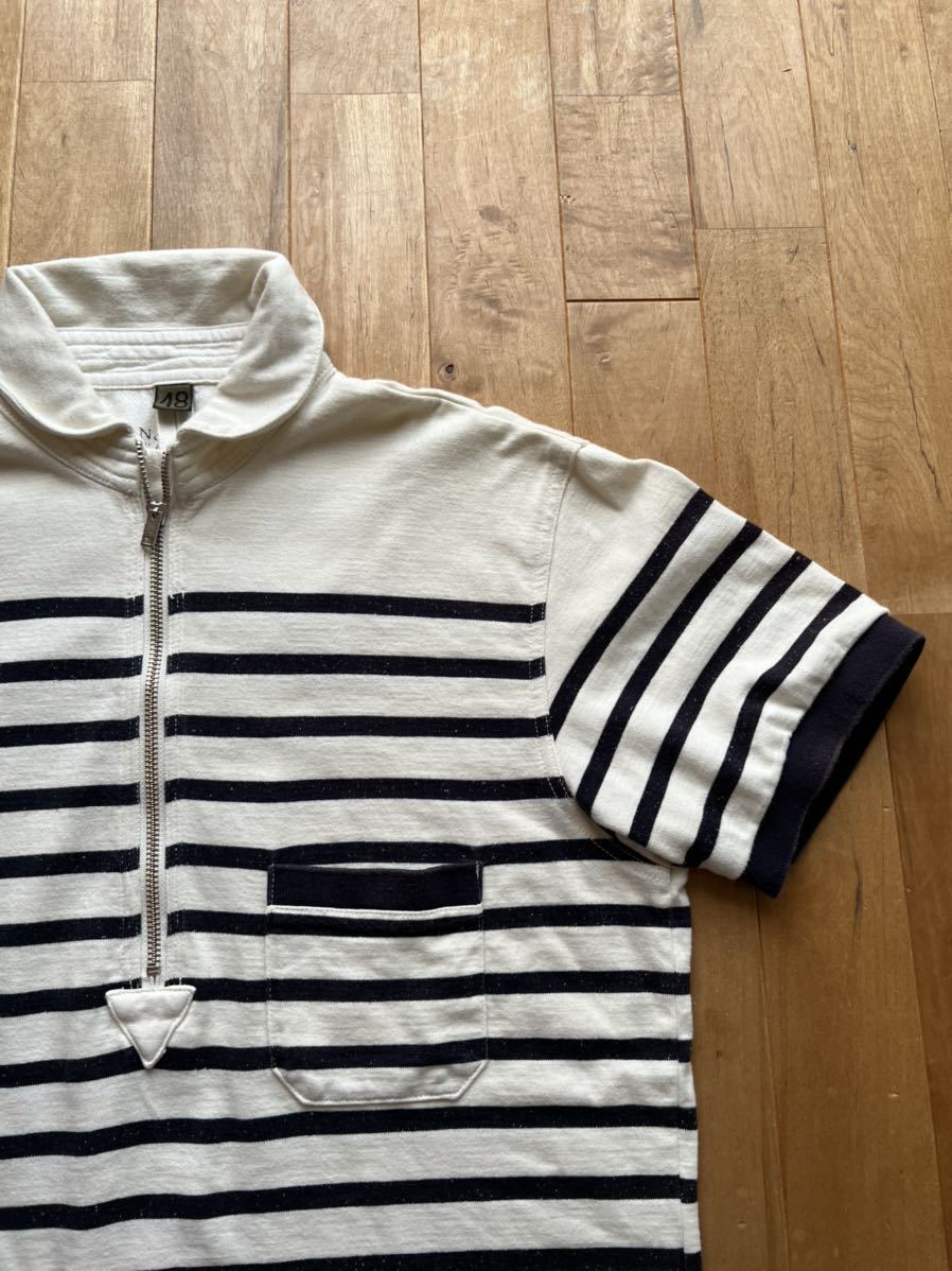 NIGEL CABOURN ナイジェルケーボン マリンボーダー 半袖ジップ NIGEL CABOURN ナイジェルケーボン マリンボーダー 半袖ジップ