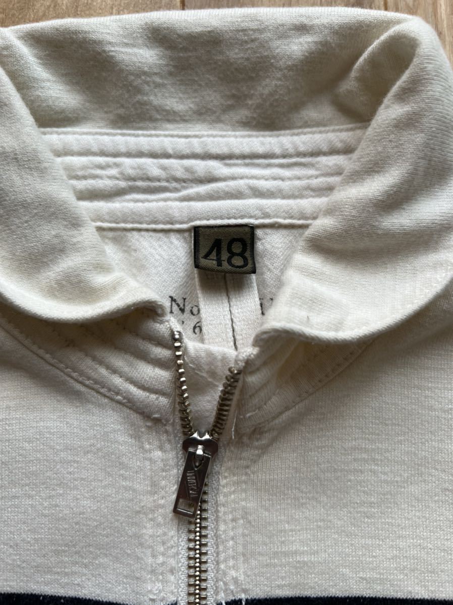 NIGEL CABOURN ナイジェルケーボン マリンボーダー 半袖ジッププルオーバー サイズ48(M)_画像4