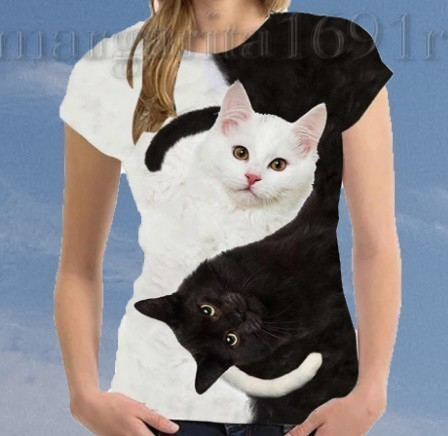 ヤフオク かわいい猫 黒猫と白猫 メンズ レディース 男女