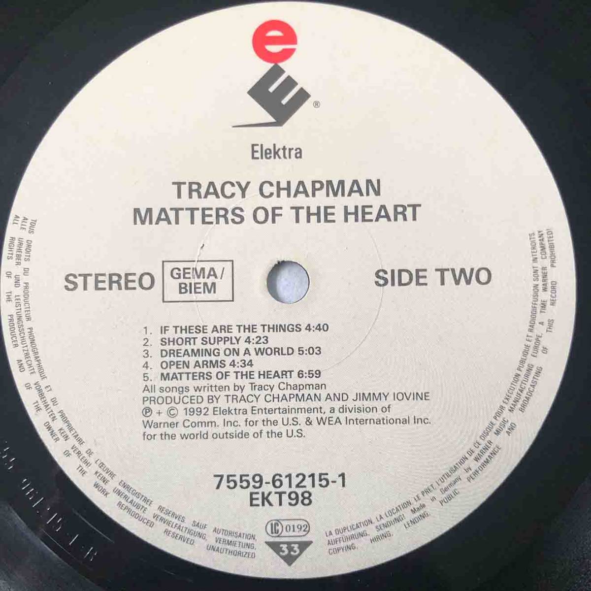 ■1992年 Europe盤 オリジナル TRACY CHAPMAN - Matters Of The Heart 12”LP EKT 98 Elektra 藤原ヒロシ_画像5