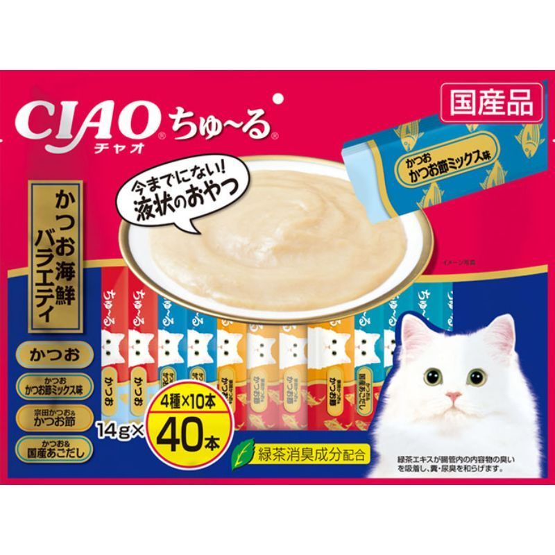 いなばペットフード CIAO ちゅ～る かつお海鮮バラエティ 14g×40本入数8