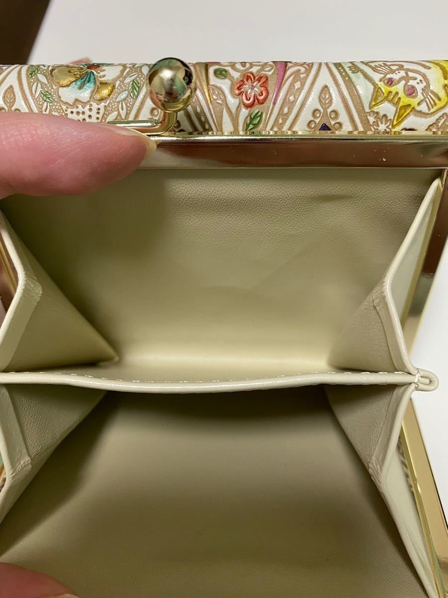 超美品再入荷品質至上! 文庫屋 大関 ブーケ 花柄 天溝がま口 財布 牛革 ...