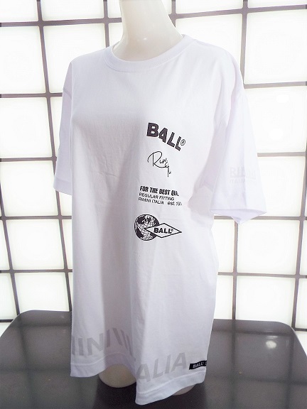 ボール 51273 白&黒プリント Lサイズ 天竺 綿100% 半袖Ｔシャツ Bigシルエット 新品 BALL_画像9