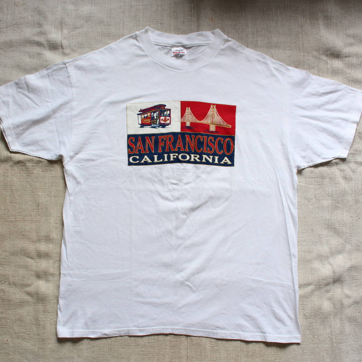 2000s サンフランシスコ カリフォルニア ヴィンテージTシャツ USA アメリカ 古着XLゴールデンゲートブリッジ ケーブルカー お土産 ヘインズ_画像1