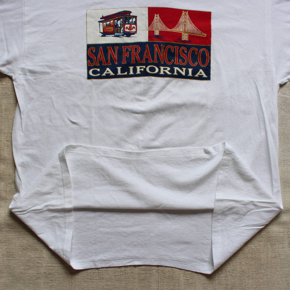 2000s サンフランシスコ カリフォルニア ヴィンテージTシャツ USA アメリカ 古着XLゴールデンゲートブリッジ ケーブルカー お土産 ヘインズ_画像6