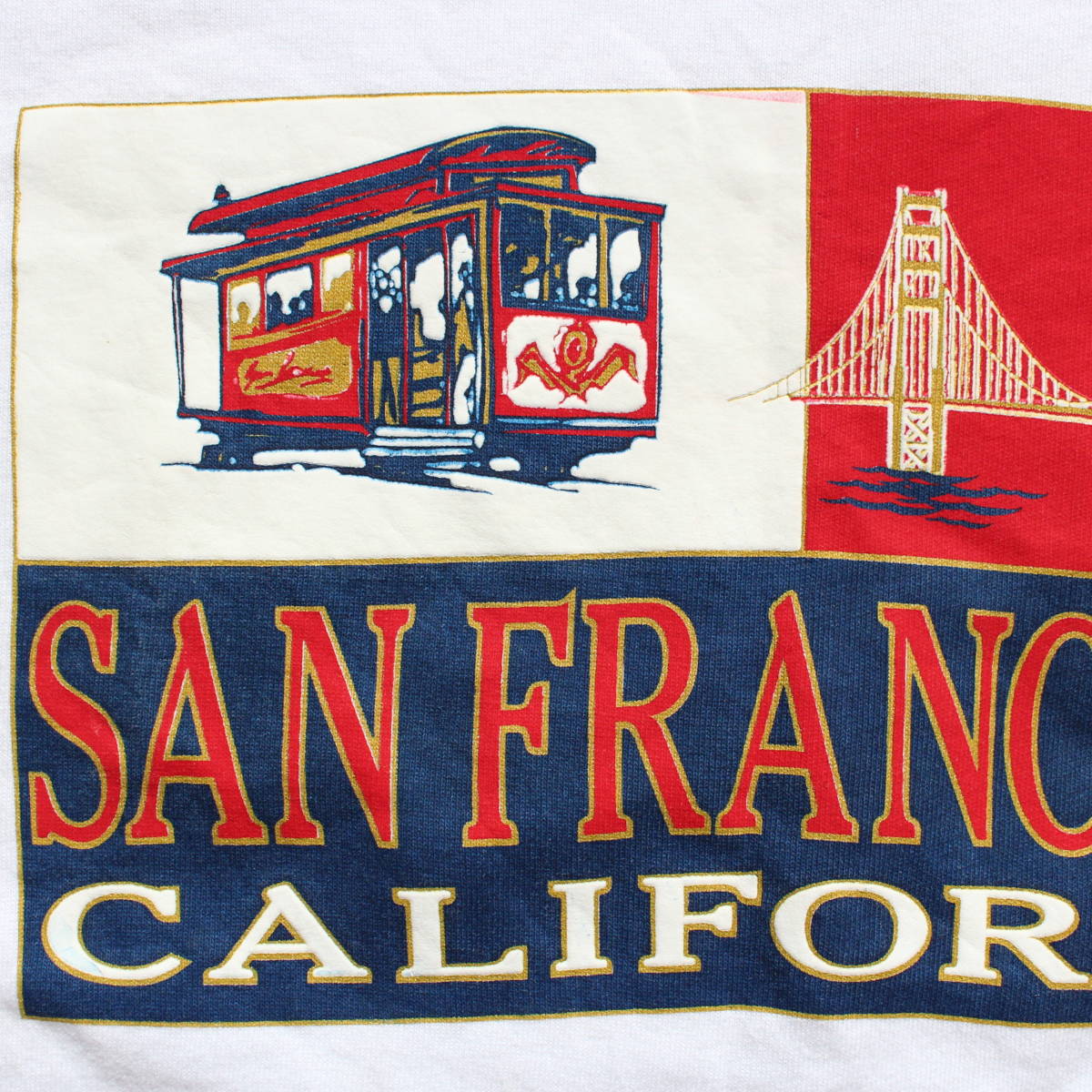 2000s サンフランシスコ カリフォルニア ヴィンテージTシャツ USA アメリカ 古着XLゴールデンゲートブリッジ ケーブルカー お土産 ヘインズ_画像7