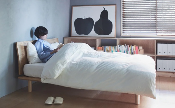 廃番品 MUJI 無印良品/オーク材/ヘッドボード付き/セミシングル