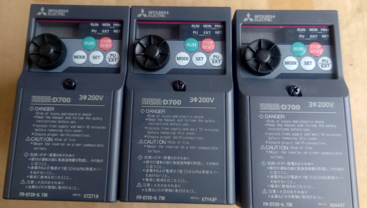 三菱インバータ FR-D720-0.75K 三相200V 3個 美品