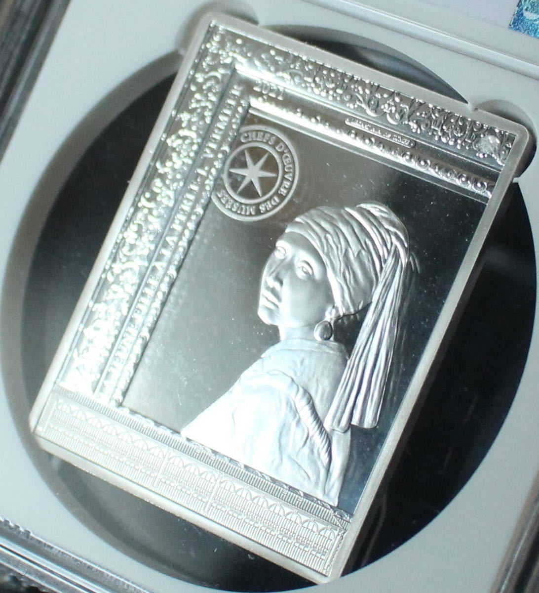 【最高鑑定】2021年　フランス　真珠の耳飾りの少女 フェルメール　10ユーロ　銀貨　NGC PF70 UC ファーストリリース　プルーフ　資産_画像1