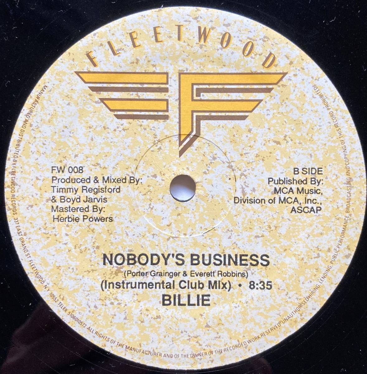 Billie / Nobody's Business■DJ NORIプレイ！■Boyd Jarvis、Timmy Regisford プロデュース！！■ガラージ / Garage Classic!!_画像2