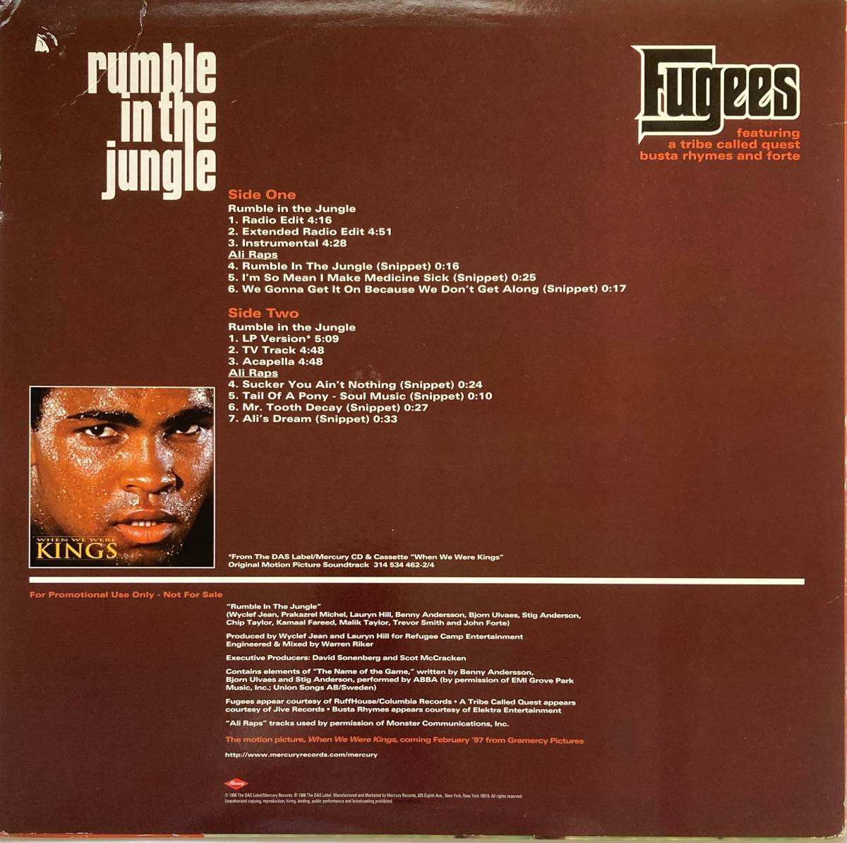 【US盤】Fugees / Rumble In The Jungle ■1996年 ■A Tribe Called Quest / Busta Rhymes 参加！！■Lauryn Hill / Wyclef Jean_画像2