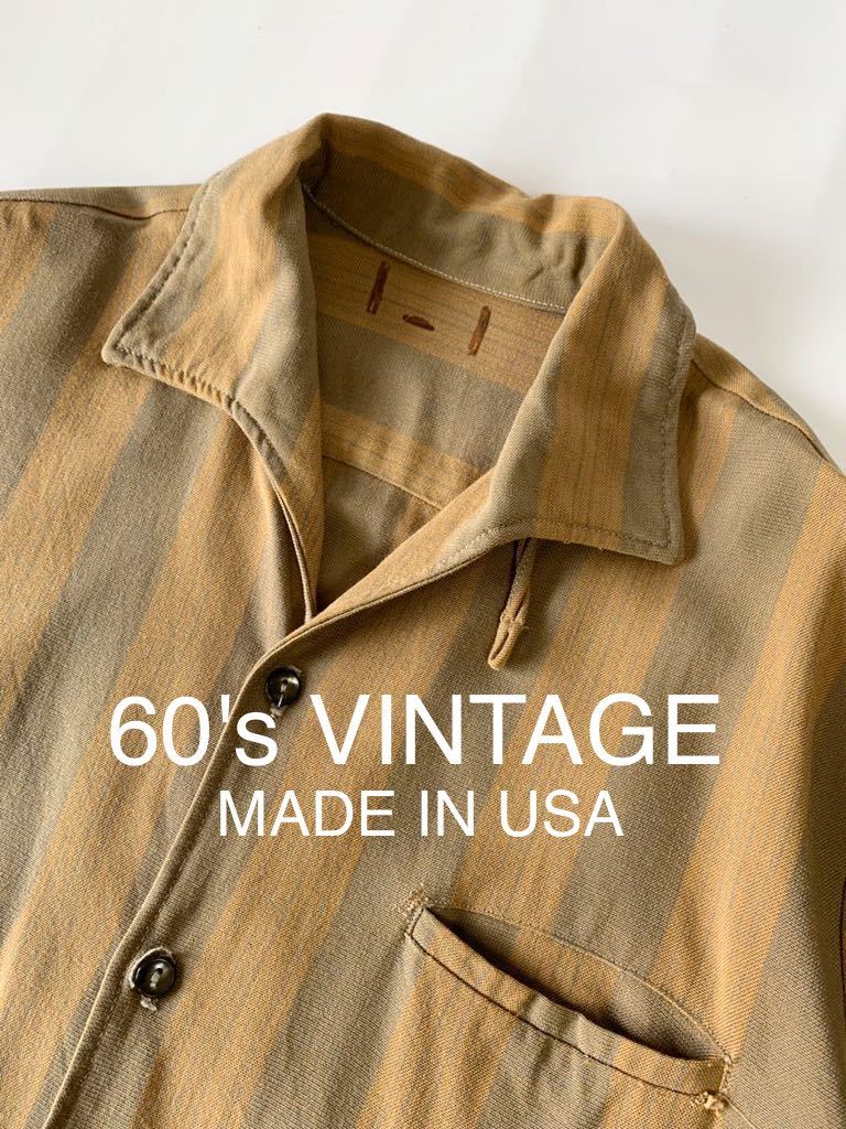 希少 60年代 オープンカラーシャツ イタリアンカラー 半袖 シャツ USA