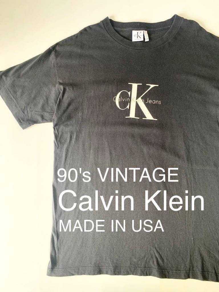 90's VINTAGE calvin klein jeans USA製 ロゴプリント Tシャツ ヴィンテージ カルバン クライン CKロゴ ブランド 古着 90年代 ビンテージ_画像1