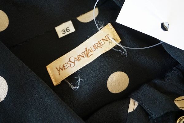 【即決】Yves Saint Laurent イヴサンローラン レディース セットアップ シルク ブラウス スカート シルク ドット柄 サイズ:36【742083】_画像4