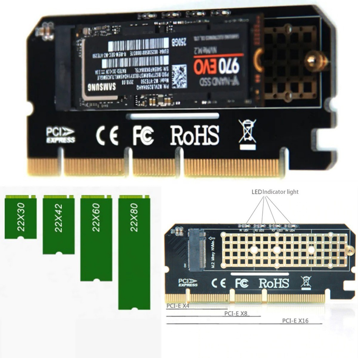 拡張カード M.2 NVMe SSD M-key サポートサイズ2230/2242/2260/2280_画像4