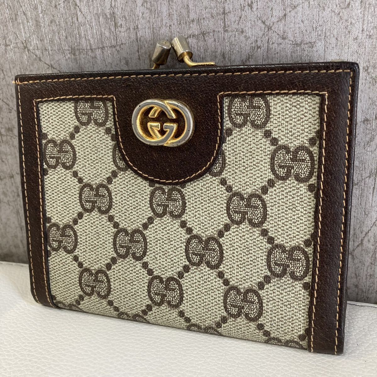 GUCCI オールドグッチ GGスプリーム 二つ折り財布 ブラウン 茶色