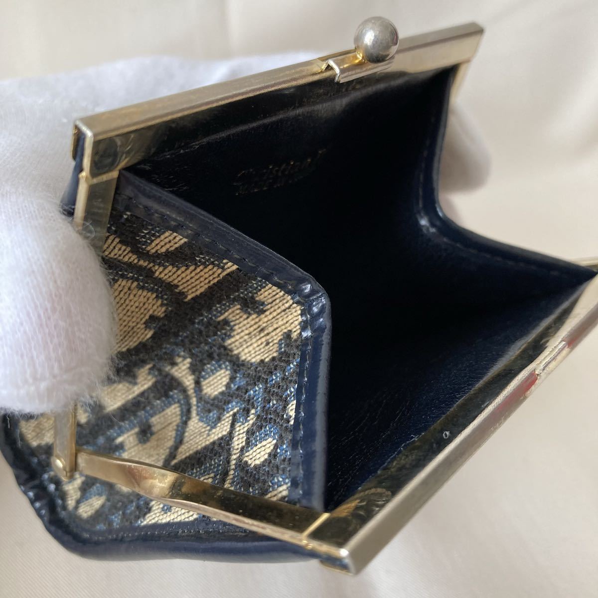 Dior クリスチャン ディオール トロッター がま口 小銭入 ネイビー