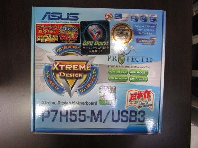 【YMB0062】★ASUS P7H55-M/USB3 LGA1156 MicroATX 箱一式あり★未使用品_画像2