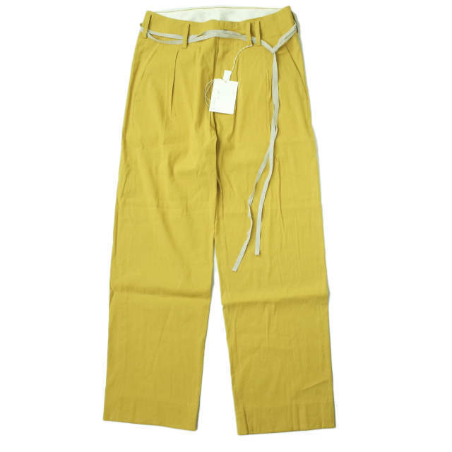 新品 ANCELLM アンセルム 22SS 日本製 LINEN VISCOSE STRAIGHT PANTS リネンヴィスコース ストレートパンツ ANC-PT08 1 YELLOW g6541_画像1