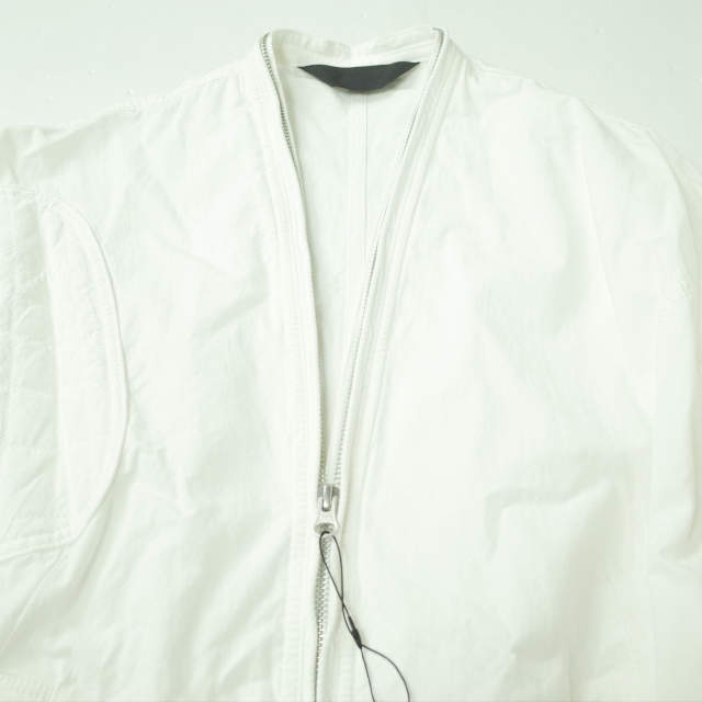 新品 ESSAY エッセイ 21SS 日本製 J-2 GUN ZIP JACKET ガンジップジャケット ES12J-02 3 WHITE ノーカラー ブルゾン ガンパッチ g6514_画像4