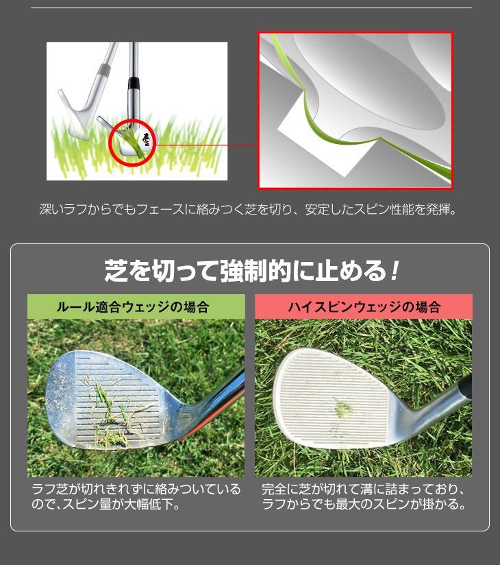 【選べる2本セット】ダイナミクス ハイスピン ウェッジ 強烈強制バックスピン体感！止まって戻って寄せワン連発！角溝 48度 52度 57度_画像5