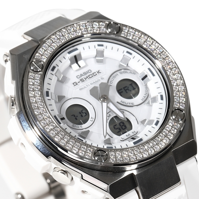 G-SHOCK GST w310 白 ホワイト 2連CZダイヤ(キュービックジルコニア