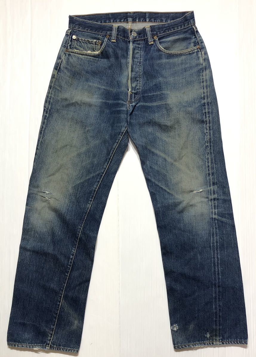 60s オリジナル ヴィンテージ ■ LEVIS リーバイス ■ 色落ち抜群 501 66前期 ビッグE 足長R 赤耳 リペア有 パッチ無 W76cm_画像2