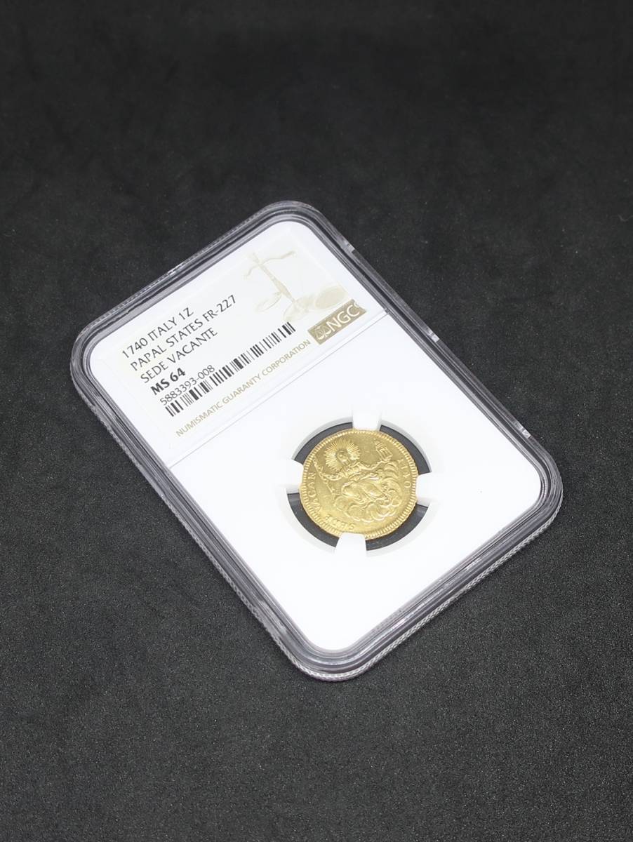 【☆最高鑑定☆】 1740 イタリア ゼッキーノ金貨 PAPAL STATES 教皇領 SEDE VACANTE 使徒座空位 MS64 NGC アンティークコイン インフレ対策の画像7