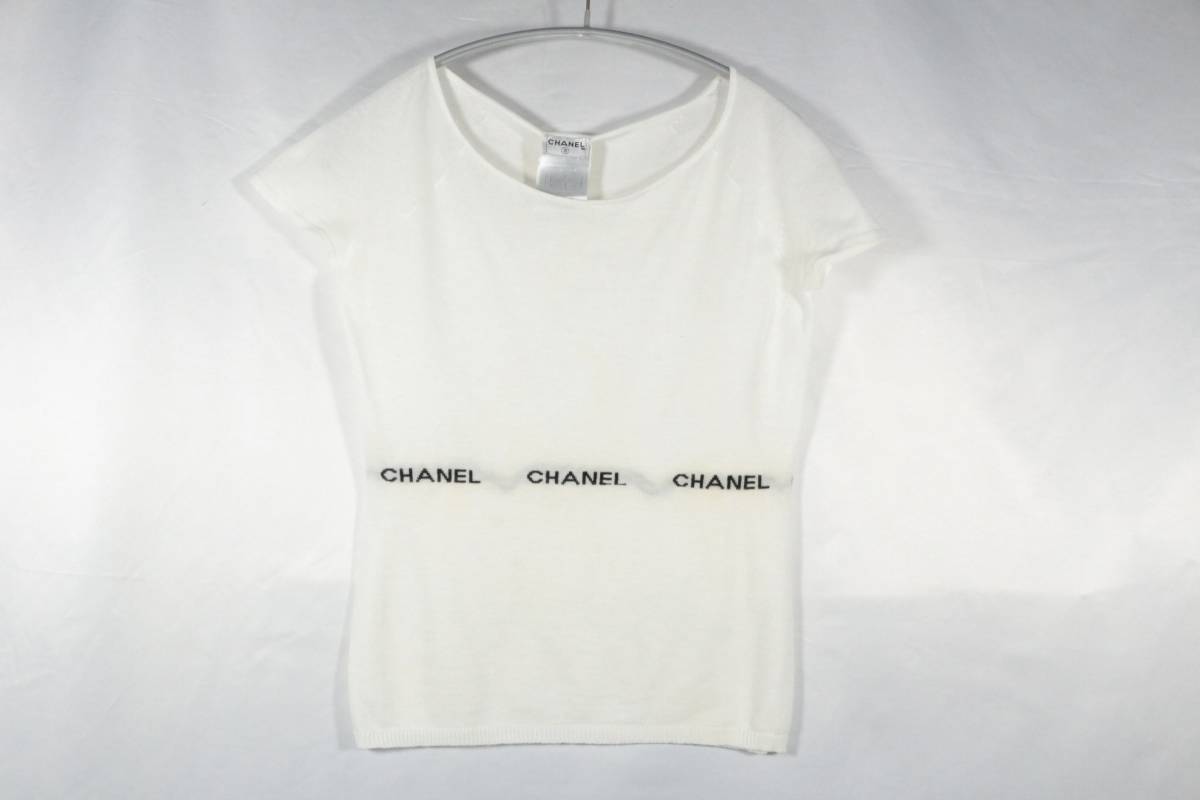 4G0302【本物保証】シャネル 半袖 カットソー Tシャツ コットン ニット
