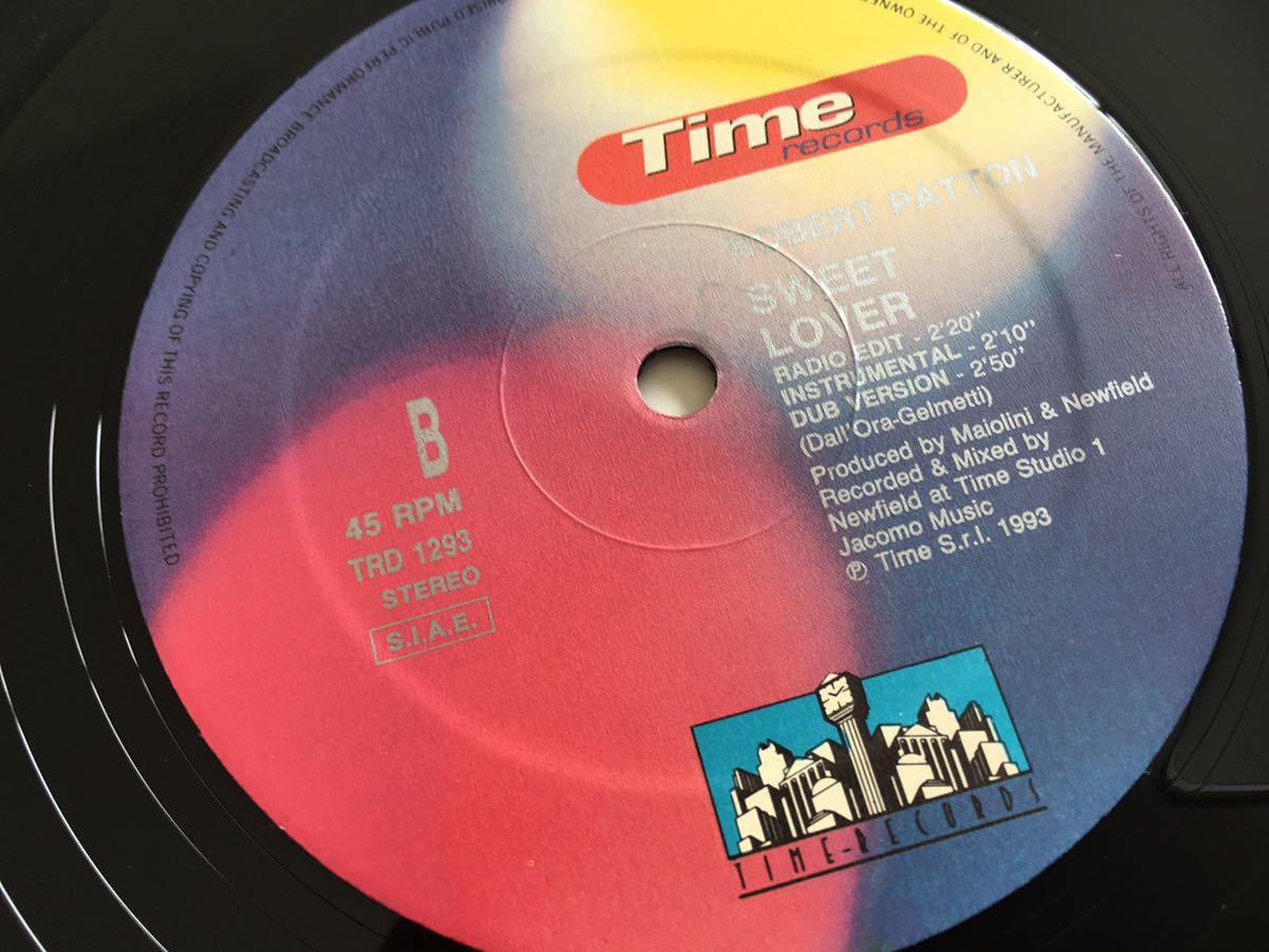 【伊オリジナル】Robert Patton /Sweet Lover 5トラック12inch TIME RECORDS ITALY TRD1293 93年シングル,Extended,Acapella,Edit,Inst,Dub_画像5