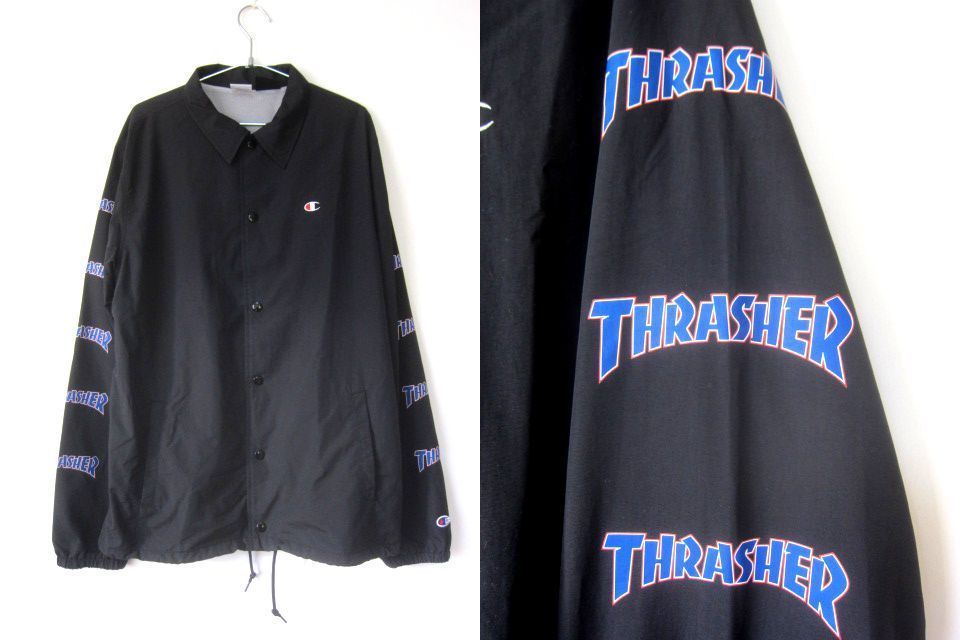 THRASHERスラッシャー×チャンピオン×BEAMSビームス コーチジャケット黒L_画像1