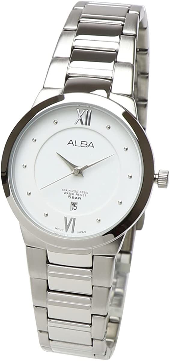 SEIKO セイコー ALBA アルバ ホワイト シルバー AH7E15X1 レディース ステンレス ビジネス アナログ 日付 カレンダー 腕時計 女性 シンプル