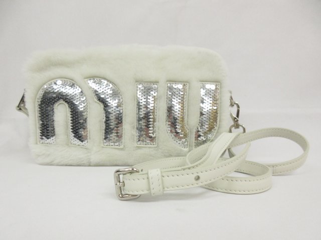 □未使用 【miu miu ミュウミュウ】 5BH119 シープファー スパンコール