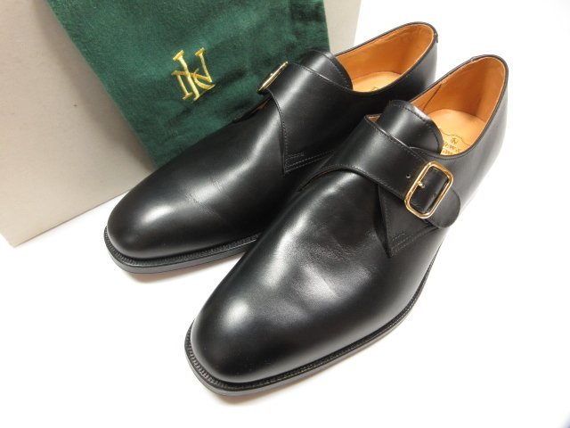 ■HHデッドストック【ニュー&リングウッド ポールセンスコーン】 クロケット製 GROSVENOR ストラップシューズ (メンズ) 7.5E 黒 ★8HT1381_画像1