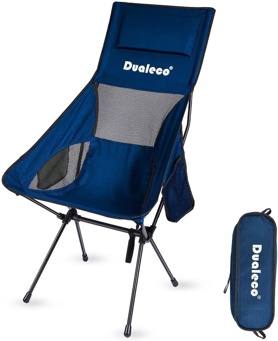 4個セット アウトドアチェア キャンプ椅子 折りたたみ コンパクト 軽量 イス 枕付き 収納バッグ付き 耐荷重150kg (ネービー