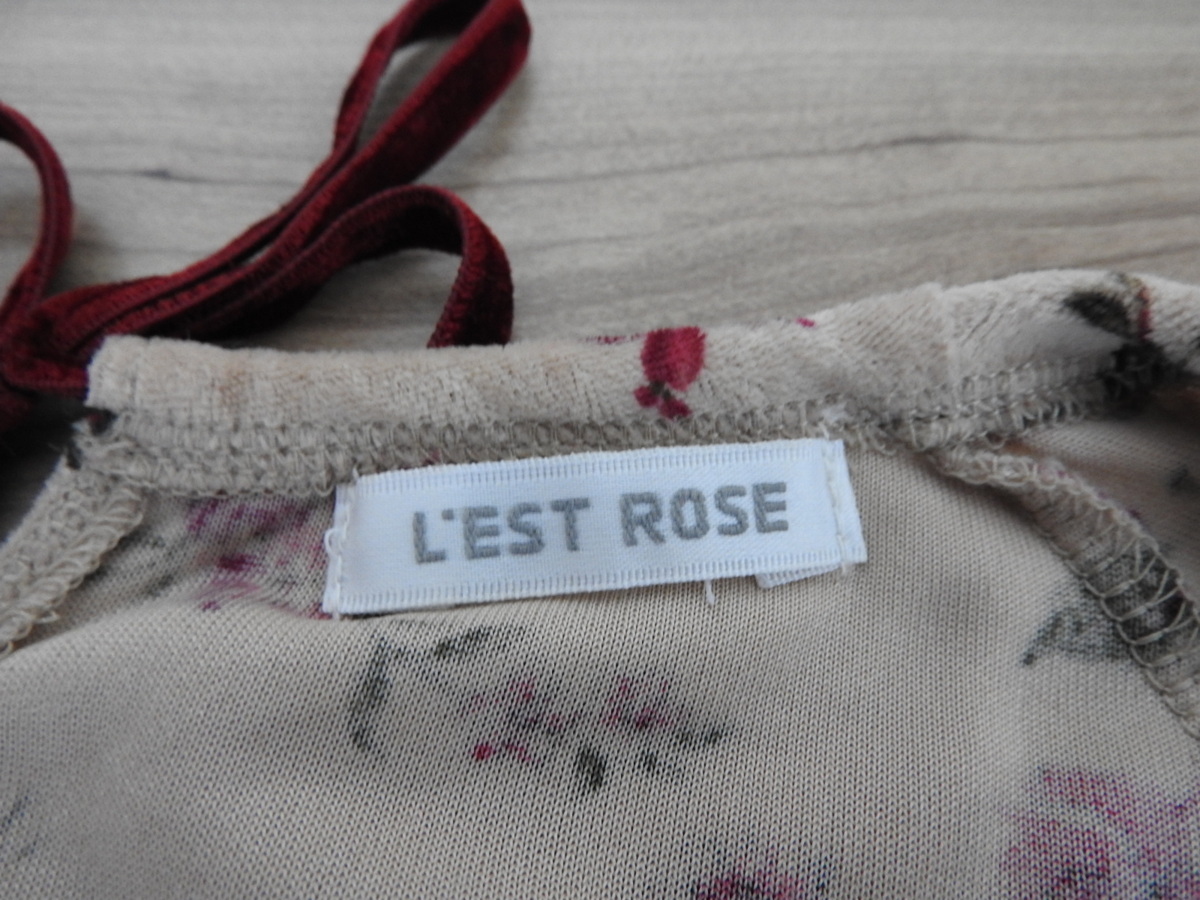 ** free shipping |LEST ROSE L'Est Rose tops floral print cut and sewn long sleeve beige group velour M size **