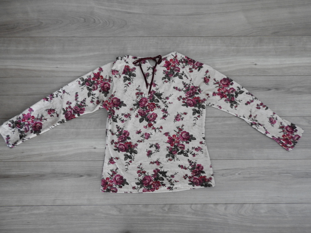 ** free shipping |LEST ROSE L'Est Rose tops floral print cut and sewn long sleeve beige group velour M size **