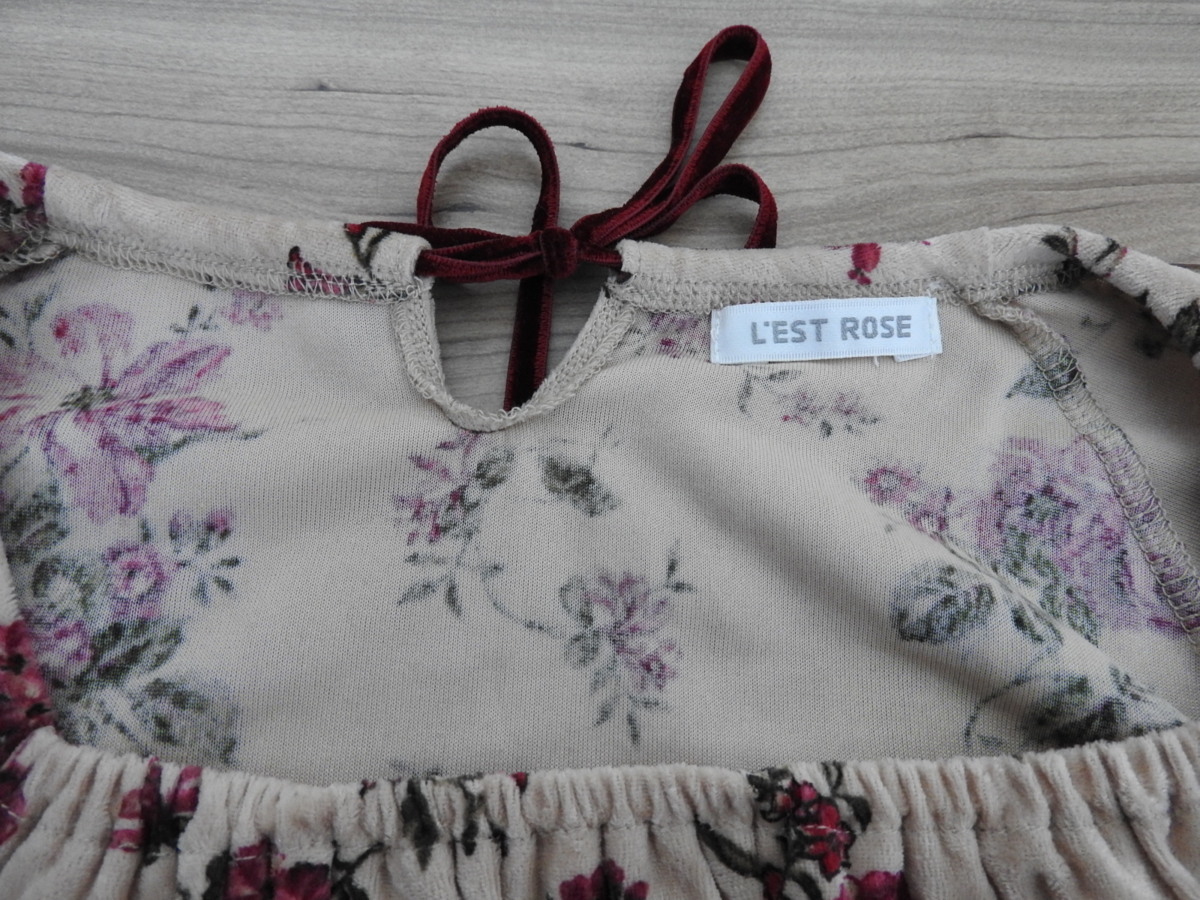 ** free shipping |LEST ROSE L'Est Rose tops floral print cut and sewn long sleeve beige group velour M size **