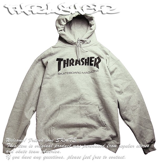 Thrasher Magazine (スラッシャー マガジン) (US企画) パーカー フード プルオーバー Skate Mag Pullover Hood Grey スケボー_画像3