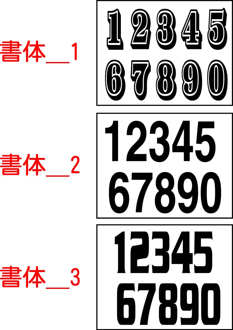 ゼッケン№数字小サイズ3桁　1-3　バイナル　デカール　 ステッカー_画像2