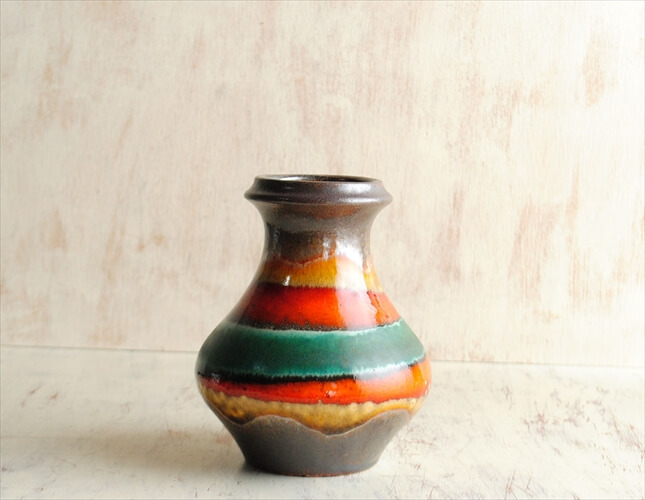 西ドイツ製 ヴィンテージ U Keramik 陶器の花瓶 Fat lava 花器 一輪挿し ミッドセンチュリー期 フラワーベース  アンティーク_ig2614