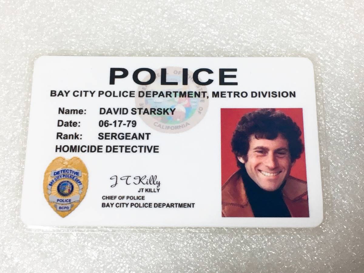 ☆ 70年代アメリカ人気ドラマ 刑事スタスキーハッチ デイビッド スタスキー ベイシティー警察 IDカード ポール マイケル グレイザーさん☆