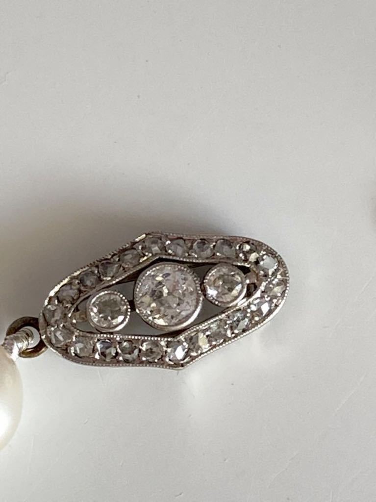 【送料無料】フランス 1920年頃 アールデコ期 養殖真珠のネックレス 白く美しい輝き ダイヤモンドのクラスプ_画像6
