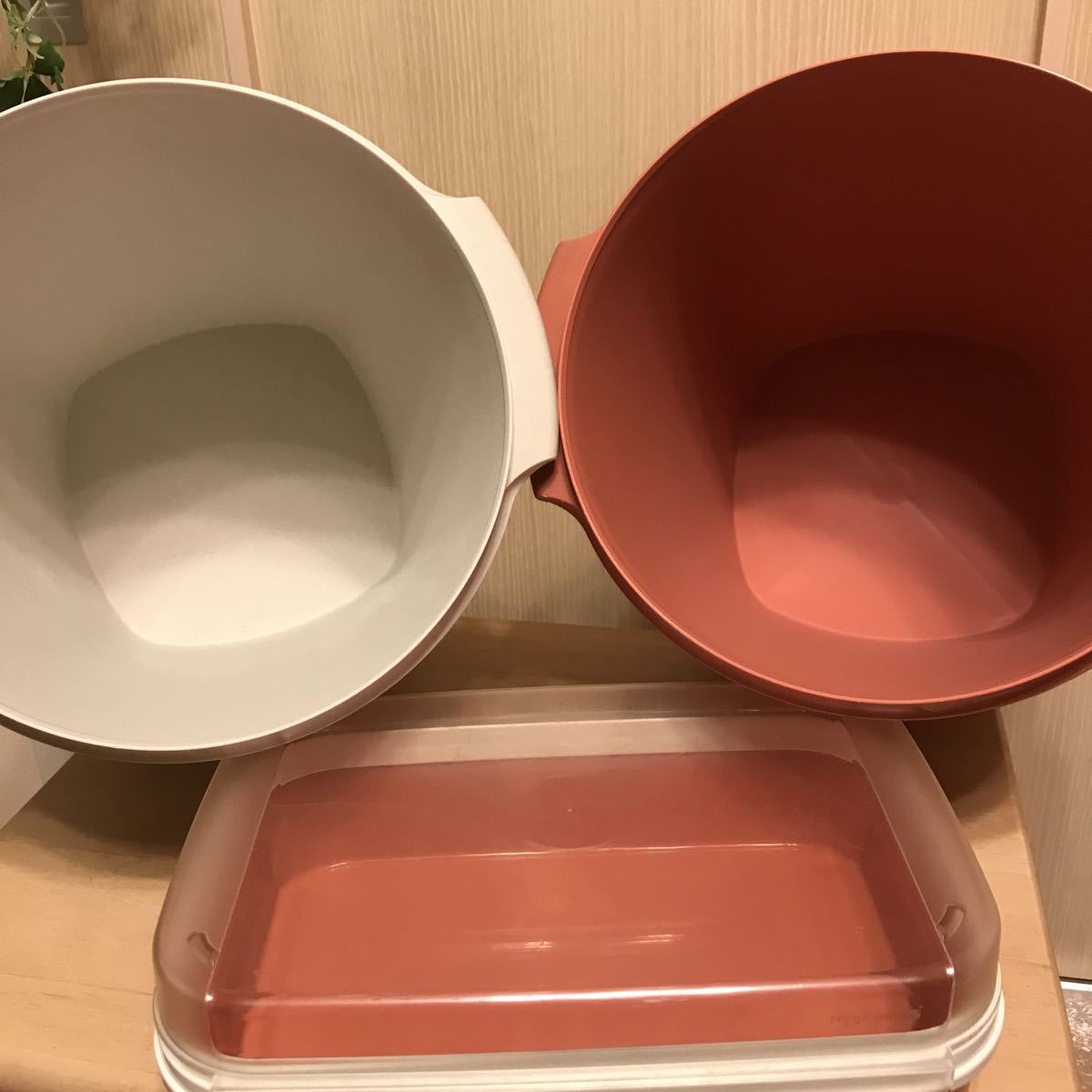 タッパーウェア 【まとめて3個】Tupperware マキシ クィーンデコレーター 保存容器 食品収納／シンプルボックス小物収納 