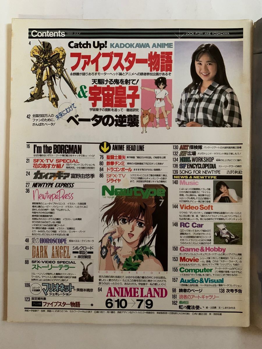 月刊ニュータイプ Newtype 付録無 1988年 7月号 昭和63年 角川書店