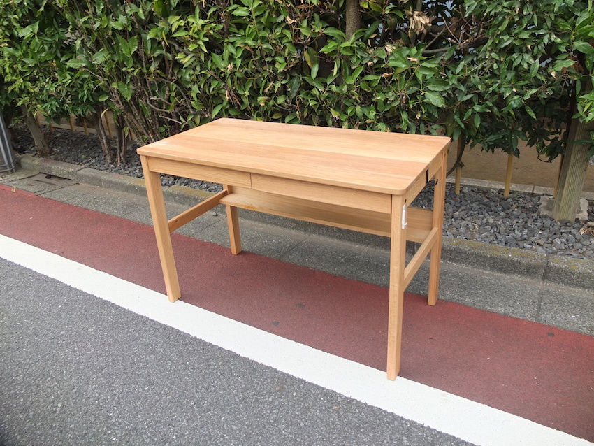 ヤフオク! - MUJI 無印良品 オーク無垢材 デスク(引出・足元棚付)...